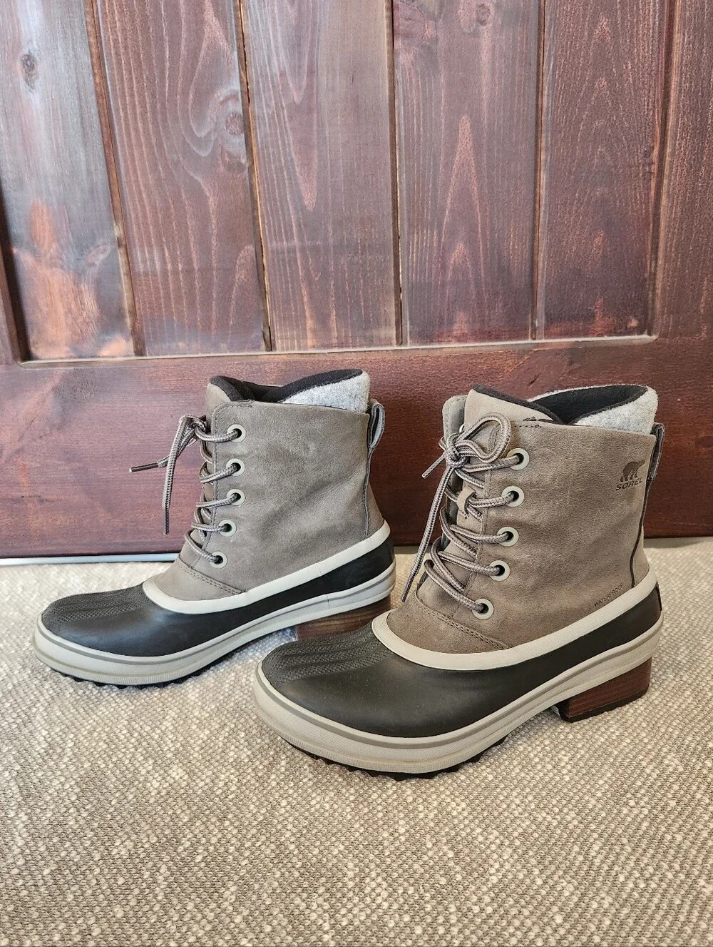 Sorel Womens Slimpack III Lace Waterproof Leather Boot Gray Size 10, Like New!